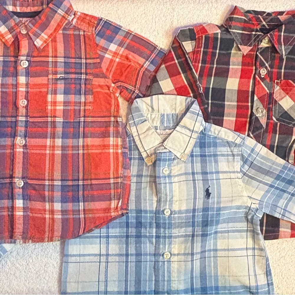 Adorable Baby Boy Plaid Shirt Bundle - Size 12-18 Months